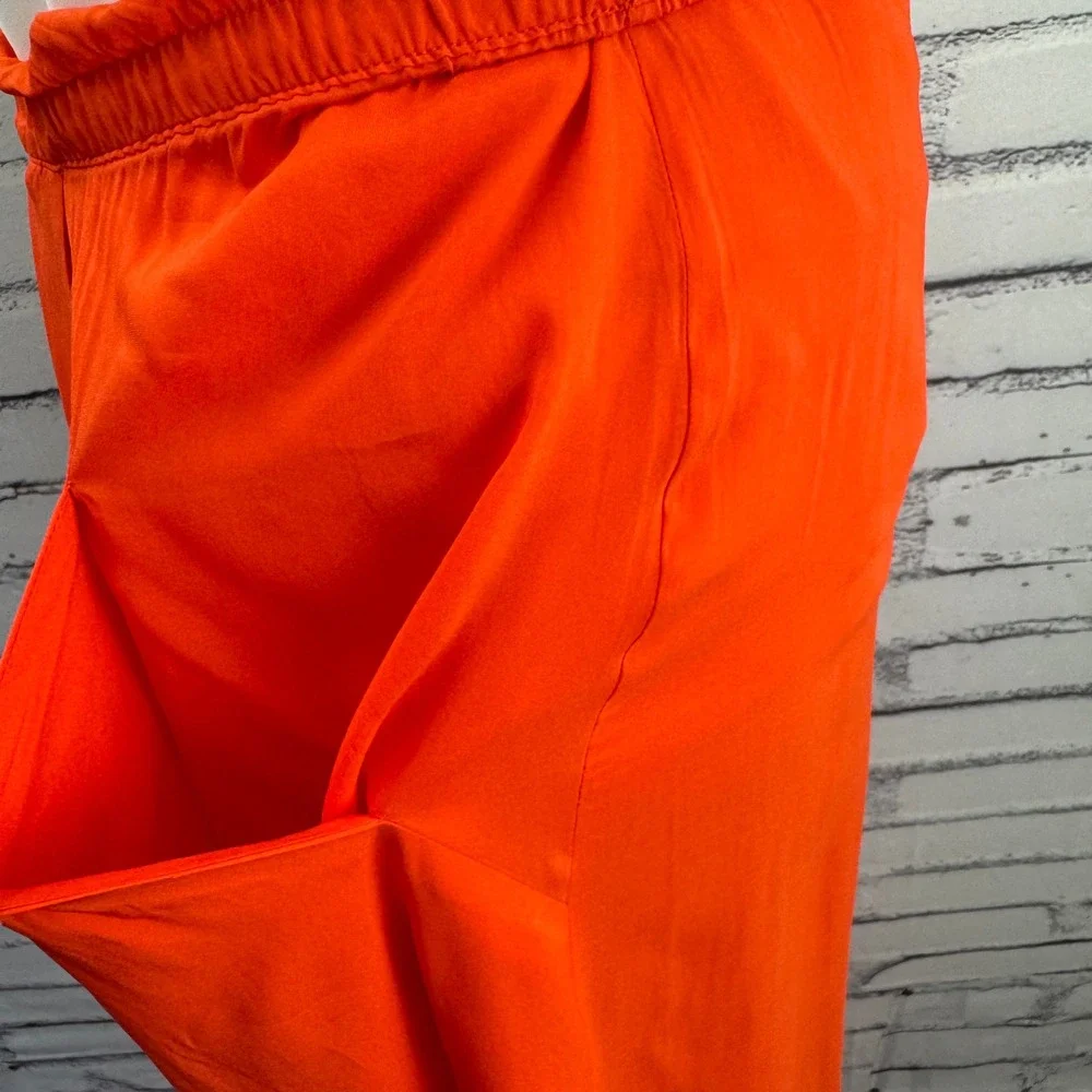 Banana Republic Crepe Drape Front Maxi Skirt XS Blood Orange Elastic Waist